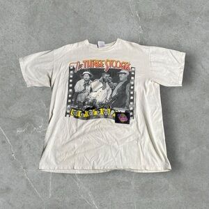 Vintage The Three Stooges Shirt Mens XL White 90s Comedy Show Movie Promo USA‎